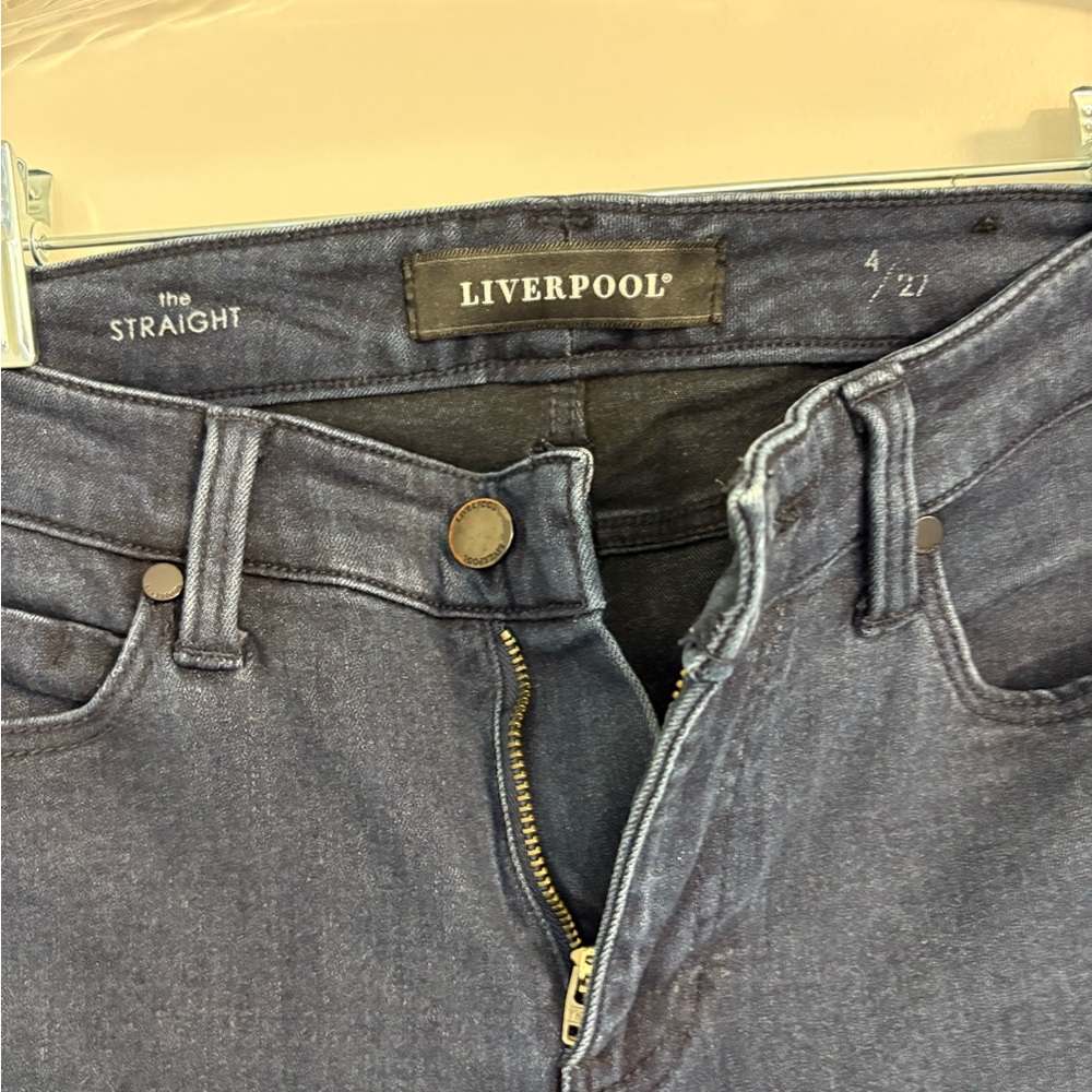 Liverpool Straight Leg Dark Blue Jeans, size 4